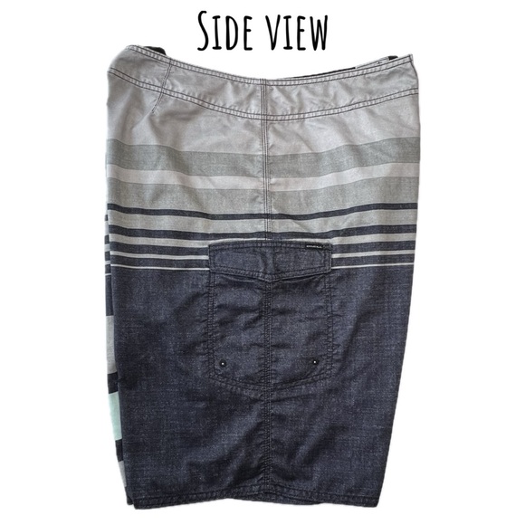 O’NEILL Board Shorts Cargo Side Pocket Swim Gradient Striped Gray Blue Men’s 40 - Picture 5 of 17